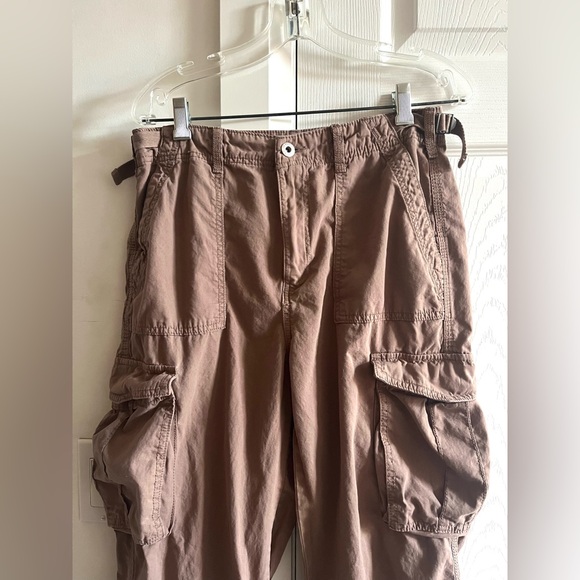 Bershka Tan Cargo Utility Baggy Straight Pants Size 8 - Picture 7 of 14